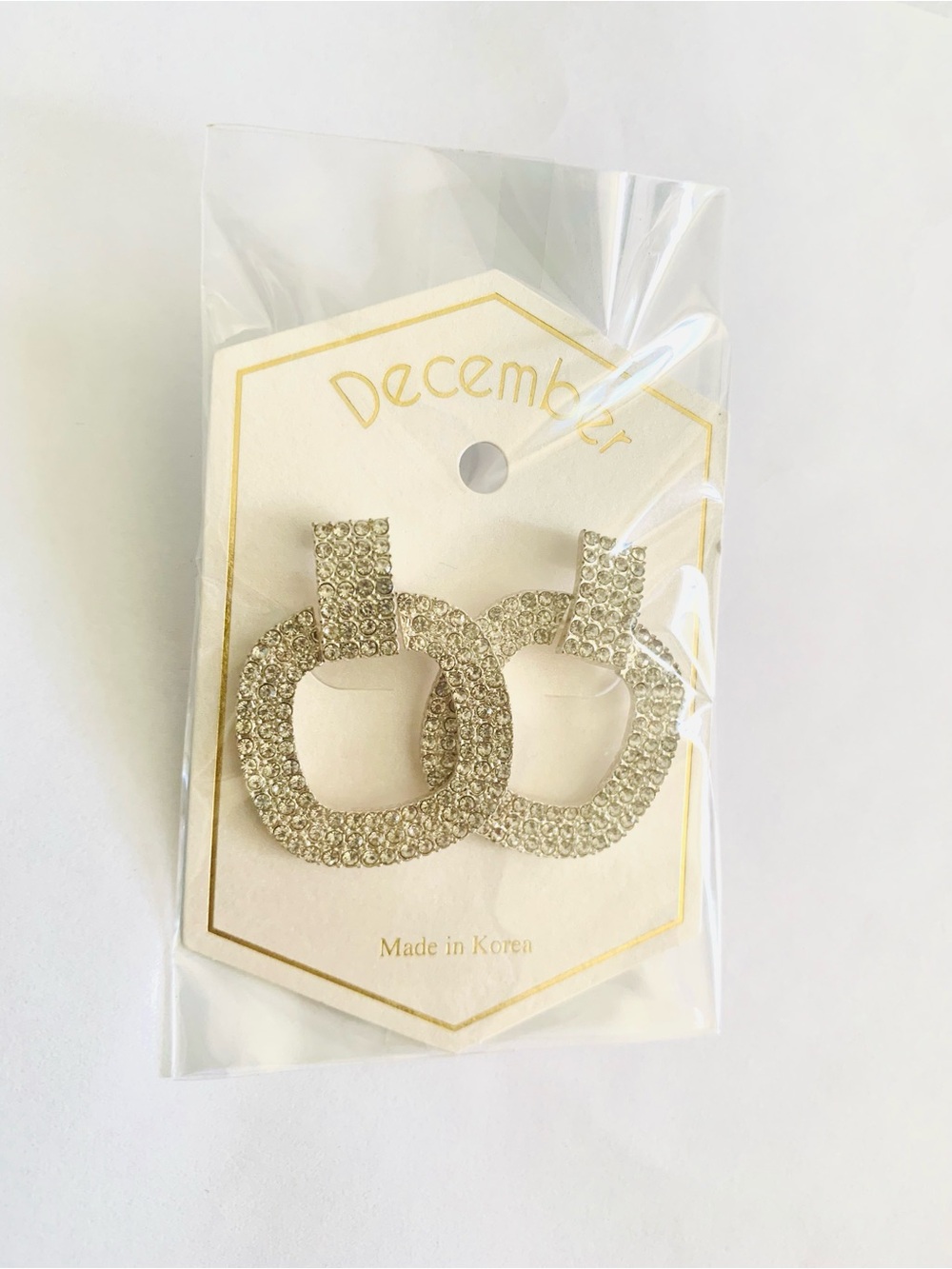 Silver Rhinestone Statement Hoop Earrings | New In Package Never used